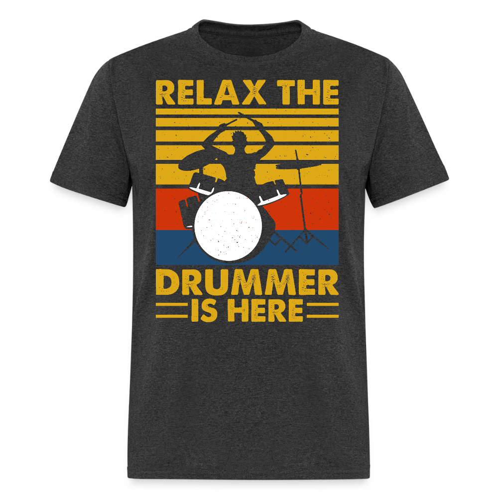 Vintage Relax The Drummer Is Here T-shirt - heather black