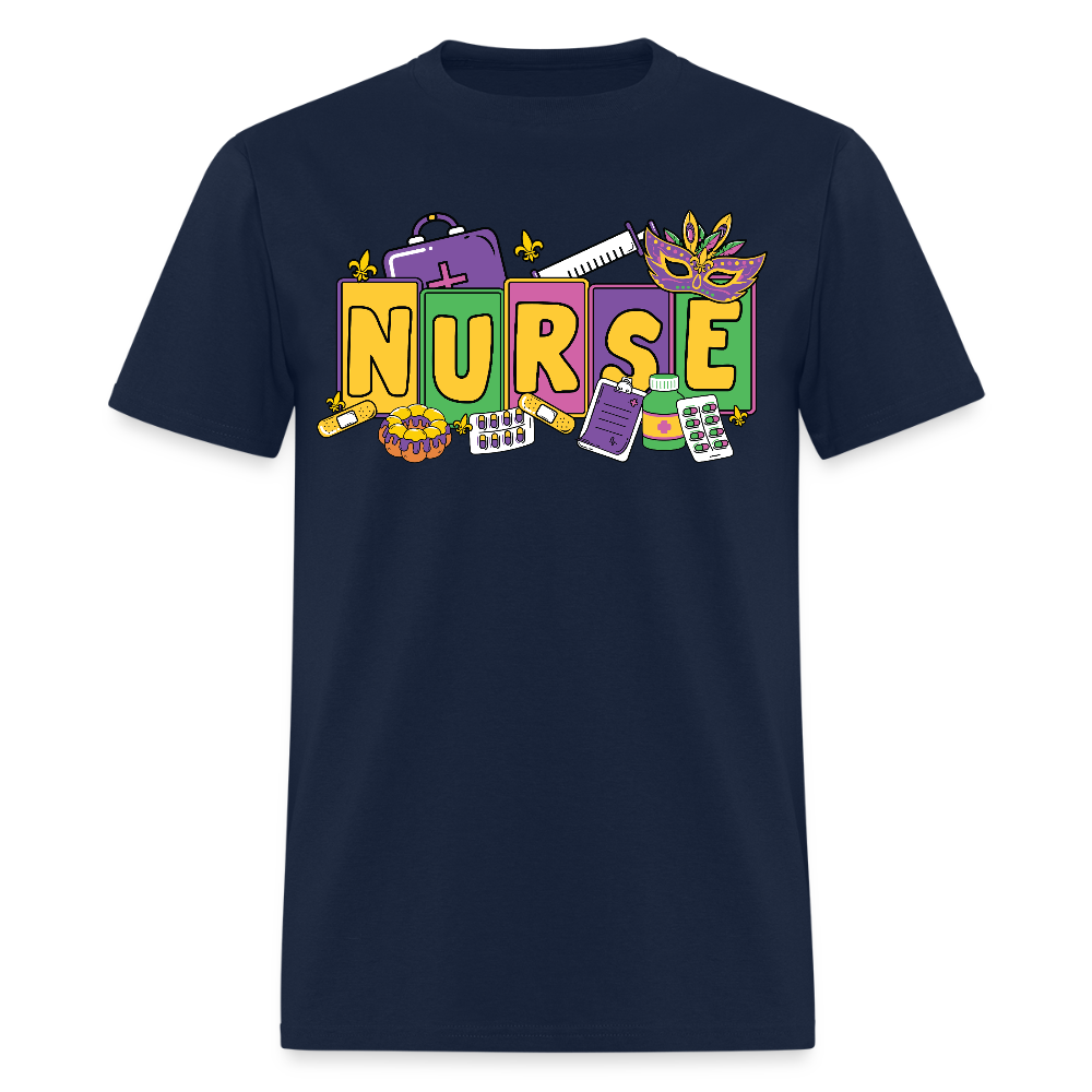 Mardi Gras Nurse Shirt For Healthcare Workers Nurse Appreciation T-shirt - navy