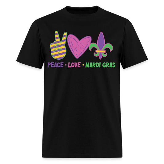 Peace Love Mardi Gras Shirt New Orleans Party Unisex T-shirt - black