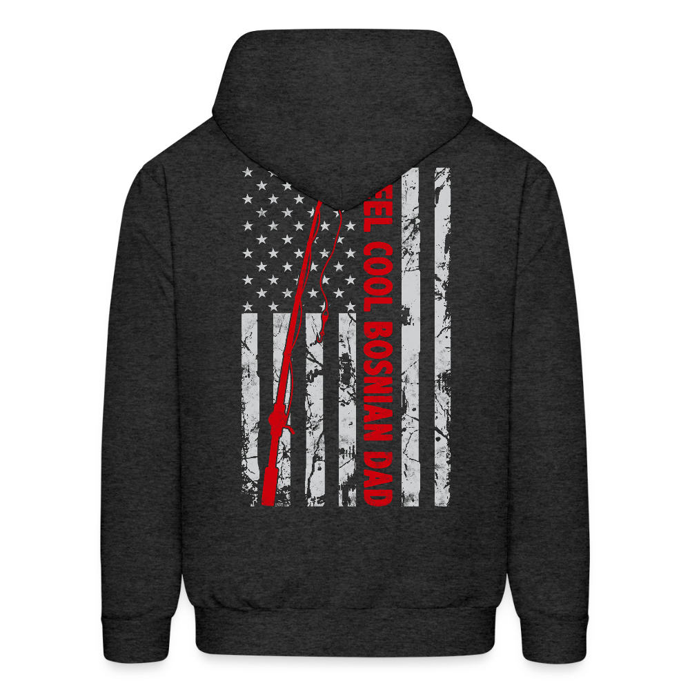 Reel Cool Bosnian Dad American Flag Fishing Hoodie - charcoal grey