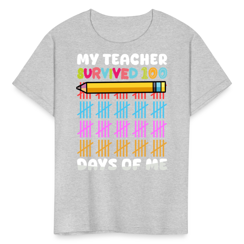 Teacher Survived 100 Days Of School Cute Kids Milestone T-shirt - heather gray