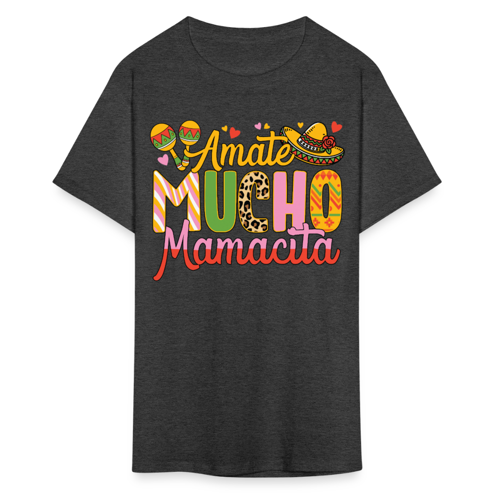 Women’s Mexican Culture Tee Ámate Mucho Mamacita T-shirt - heather black