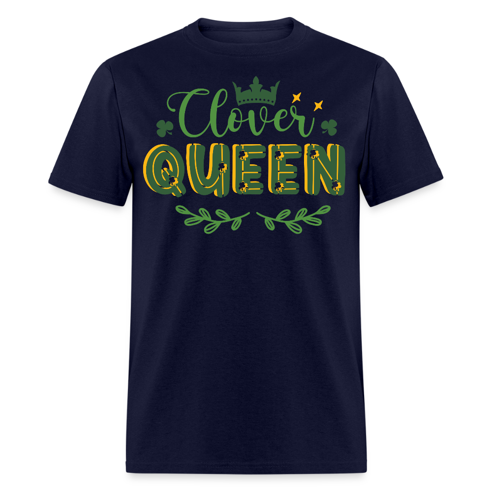 Irish Clover Graphic Tee For Ladies Clover Queen Irish Pride T-shirt - navy