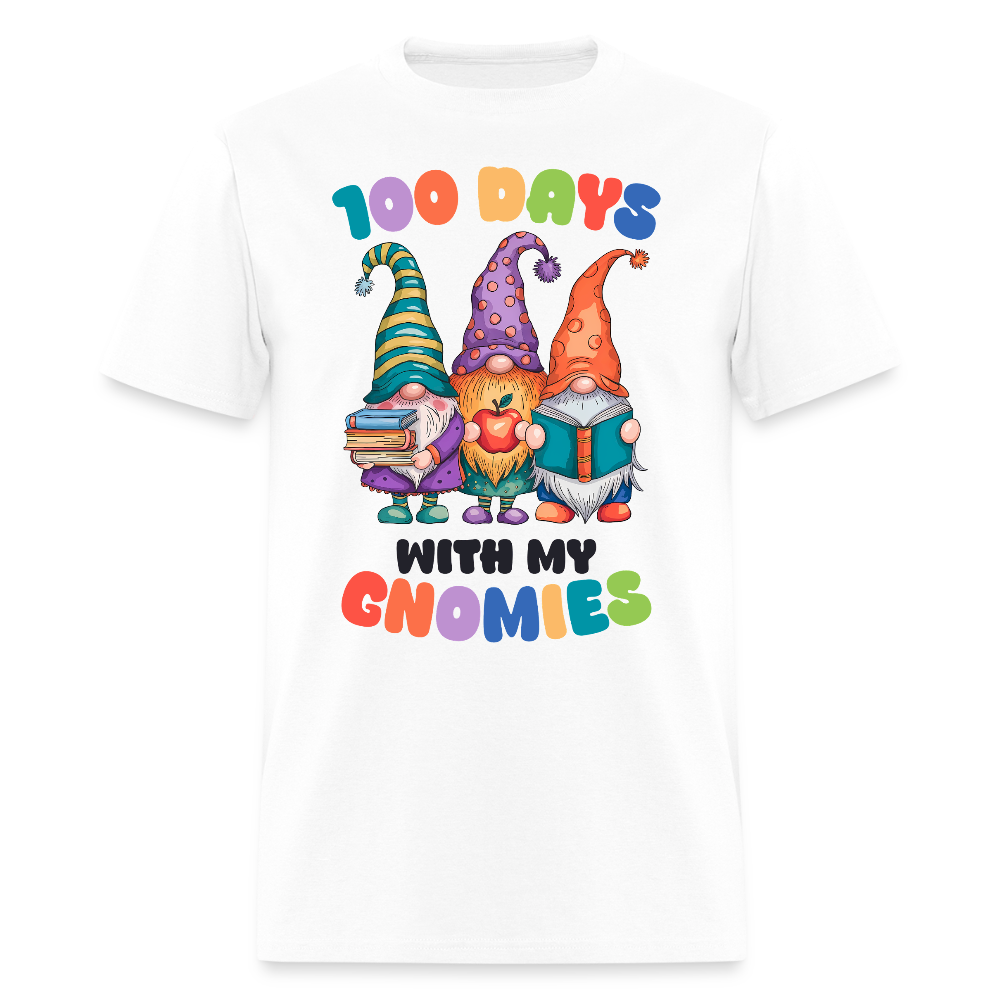 Cute Gnome 100 Days of Learning Shirt Teacher Appreciation Gnome T-Shirt - white