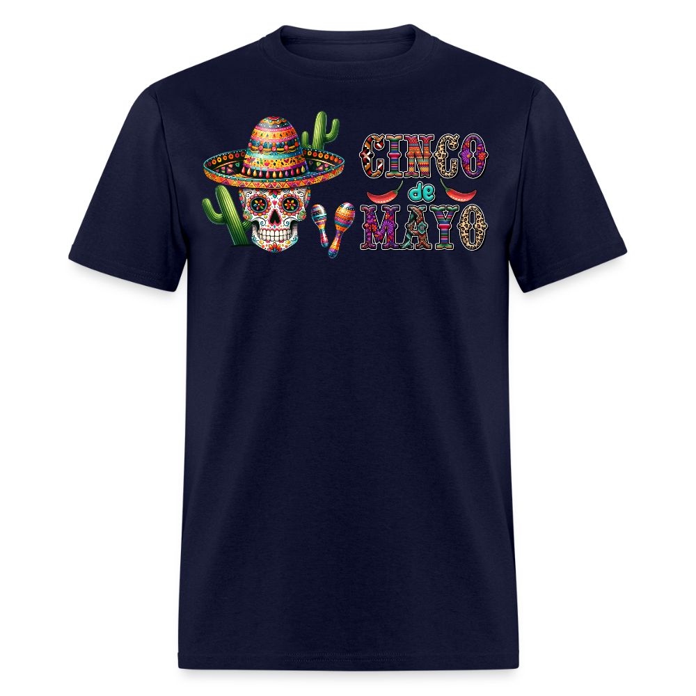 Cinco de Mayo Party Outfit Mexican Sugar Skull T-shirt - navy