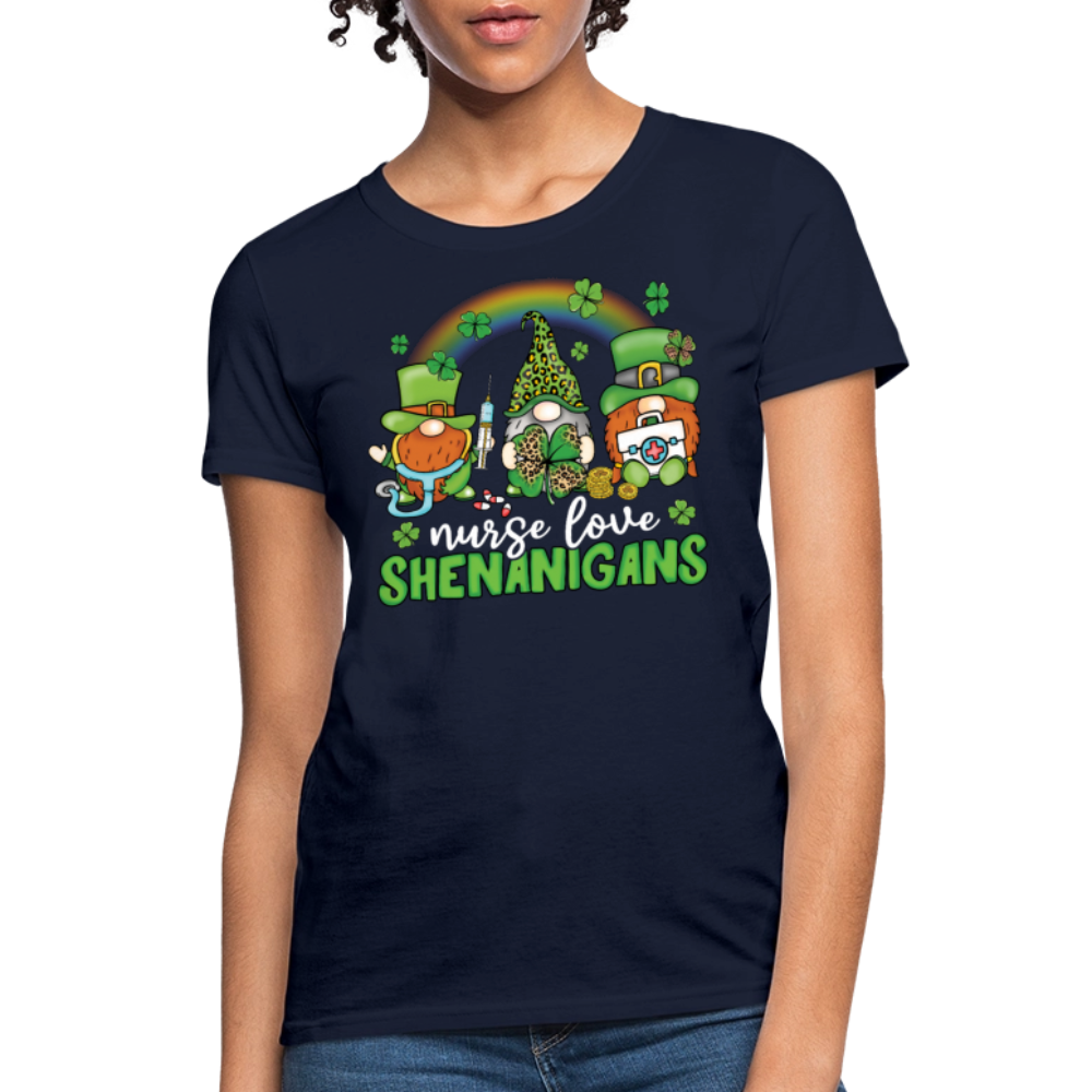 Nurse Love Shenanigans St Patrick’s Day T-Shirt - navy
