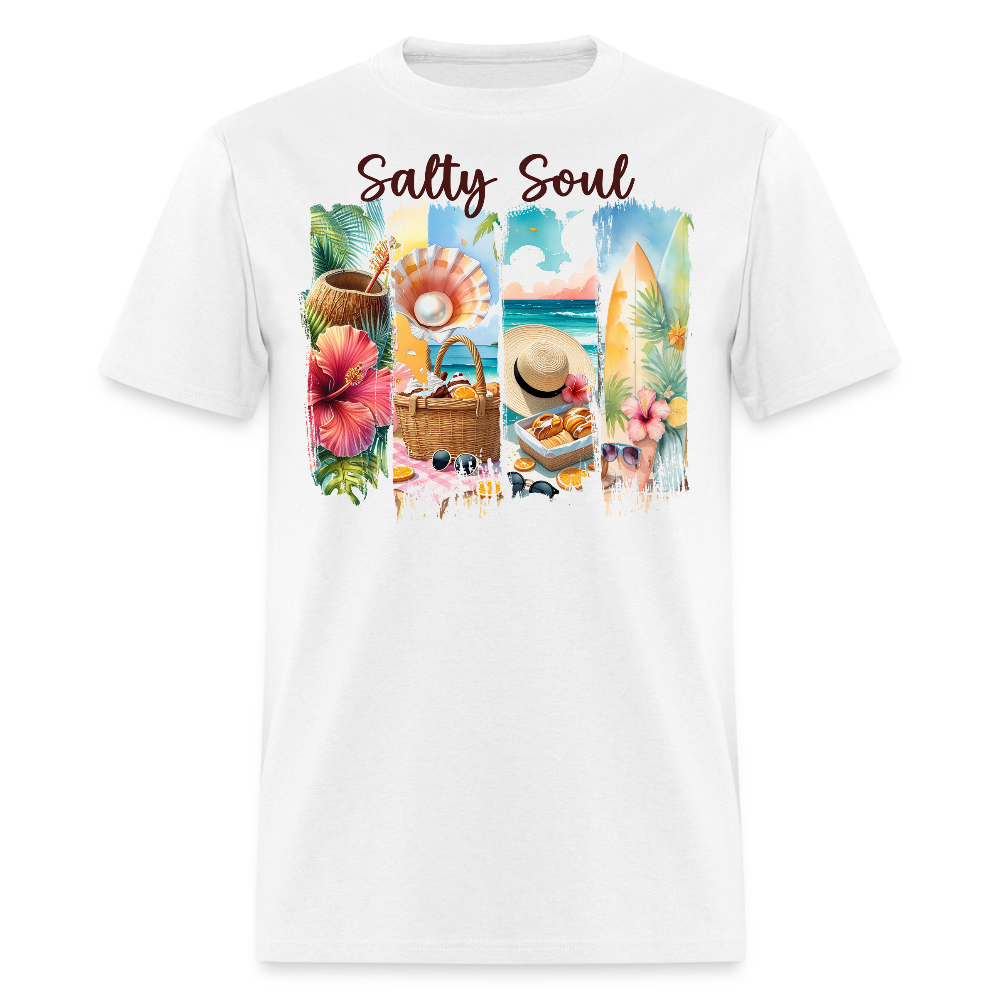 Salty Soul Beach Coastal Vacation T-shirt - white