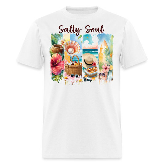 Salty Soul Beach Coastal Vacation T-shirt - white