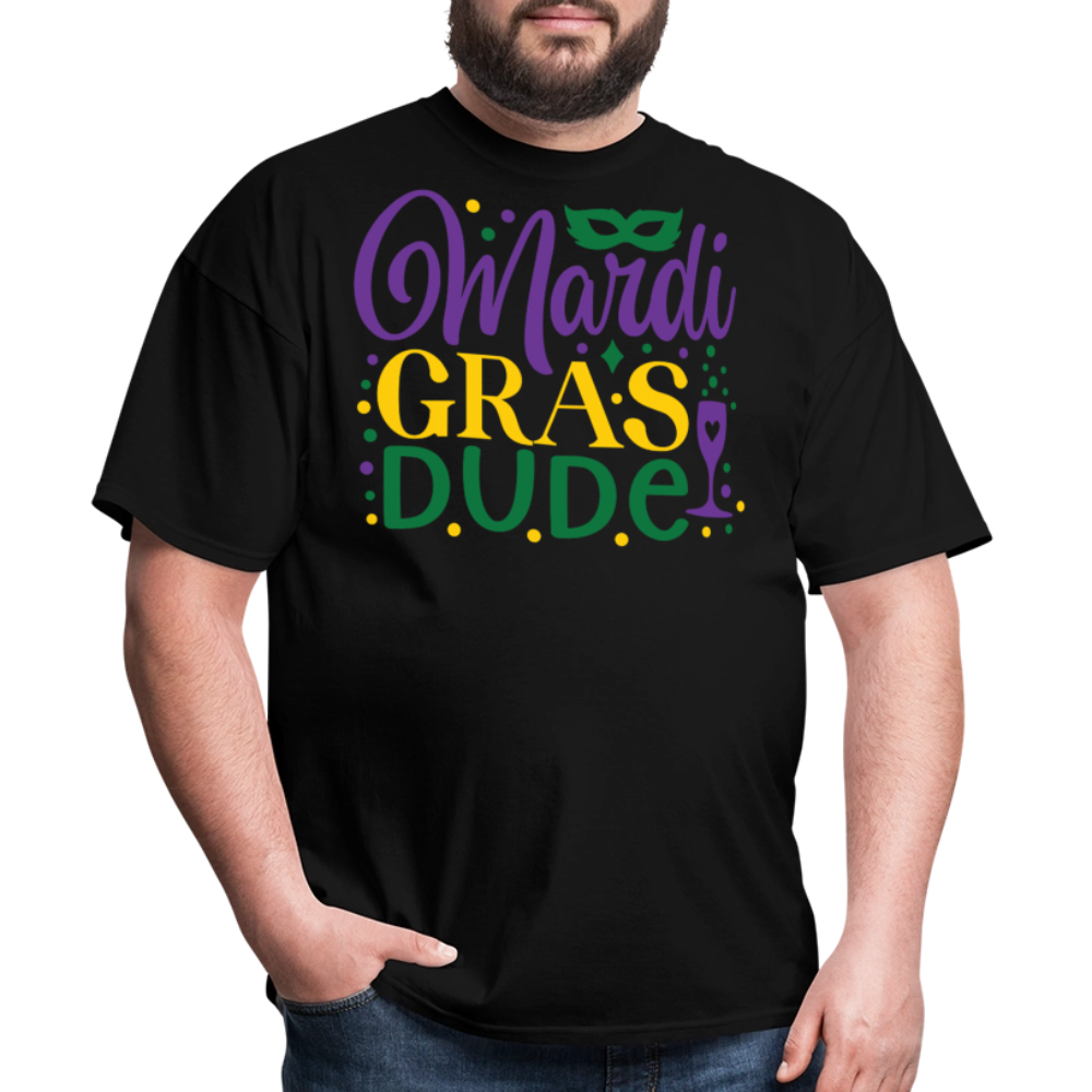 Unique Mardi Gras Dude Graphic T-shirt - black