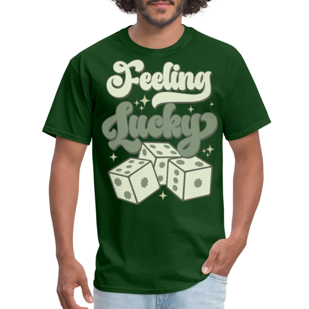 Feeling Lucky St Patrick’s Day Clover and Dice T-shirt - forest green