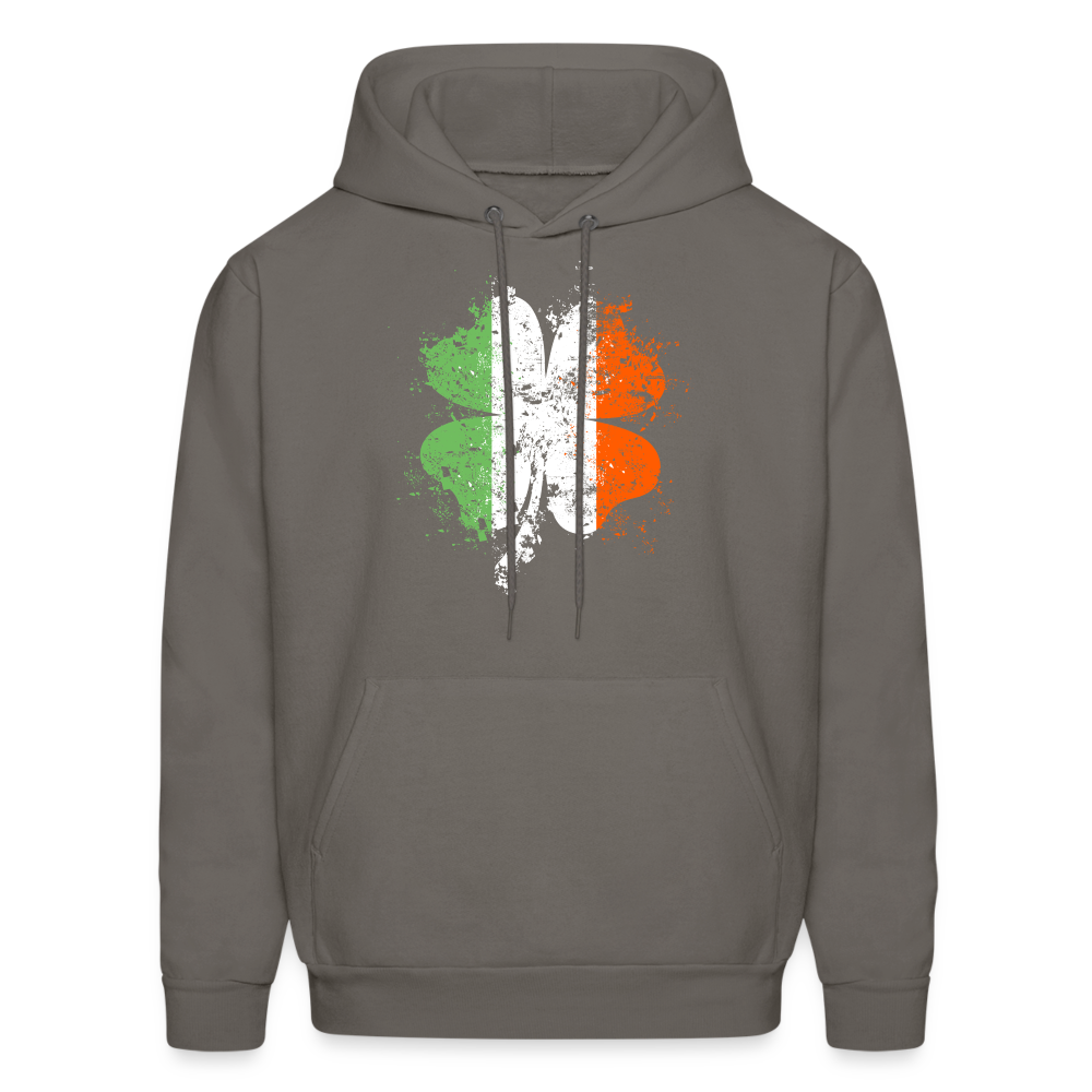 Irish Distressed Shamrock ST Patrick's Day Men's Hoodie - asphalt gray