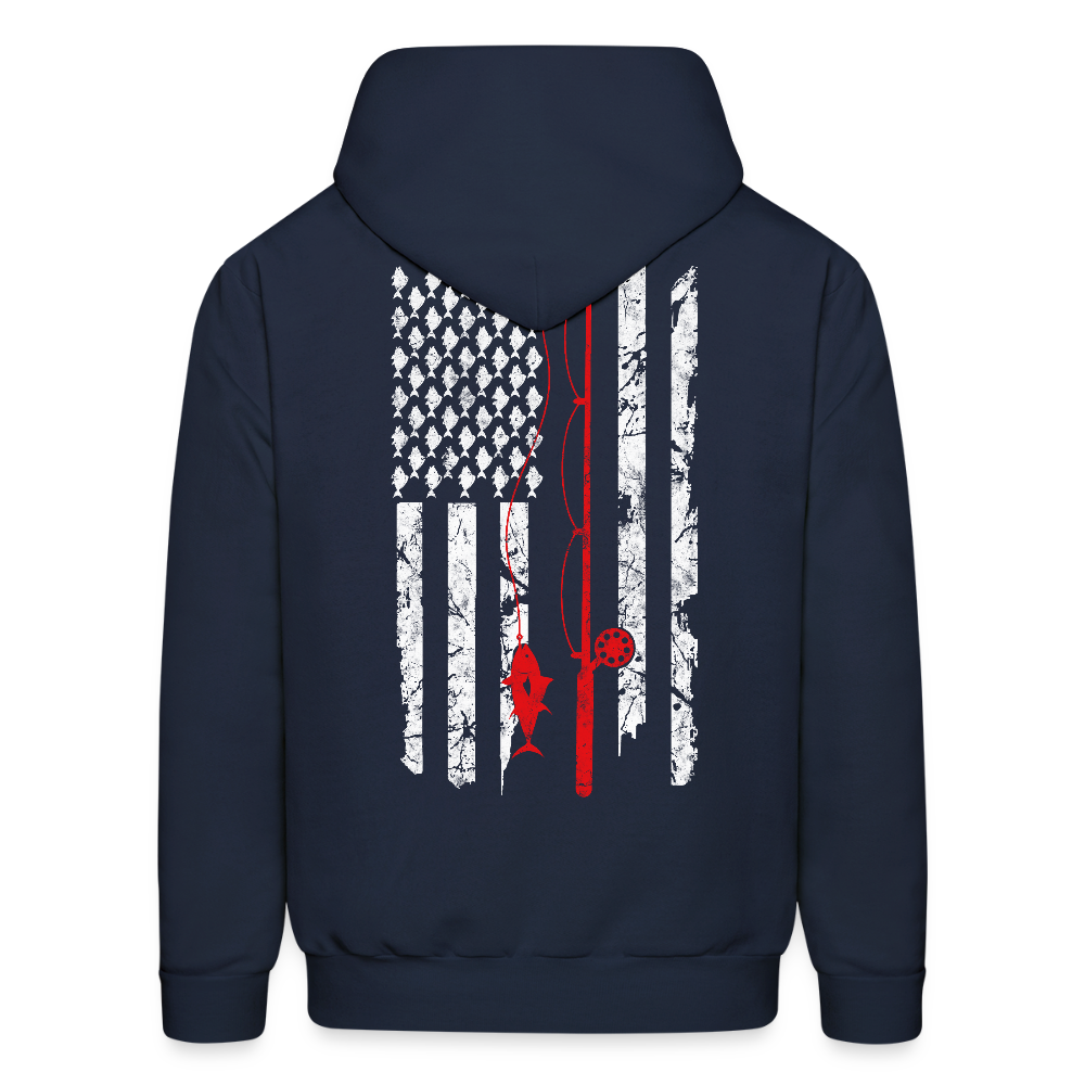 USA Flag Patriotic Fishing Gear For Men Hoodie - navy