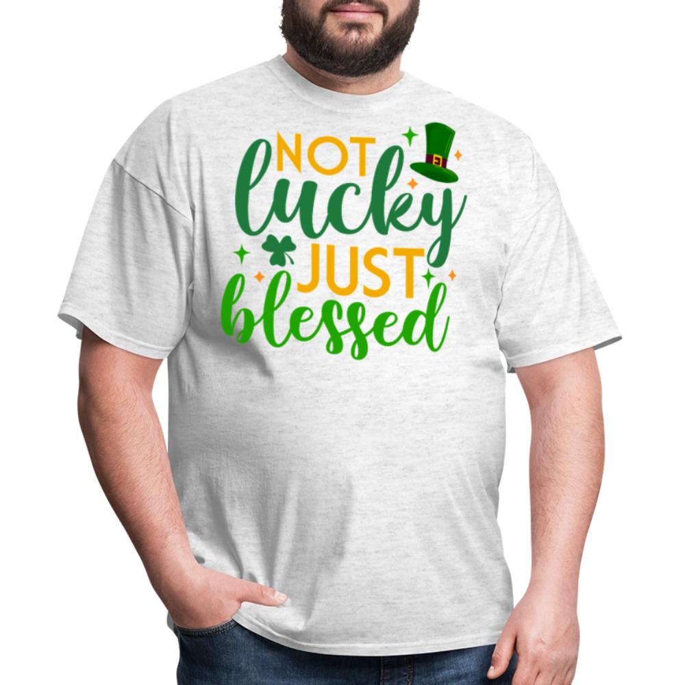 Blessed Not Lucky St Patrick’s Day Christian T-shirt - light heather gray