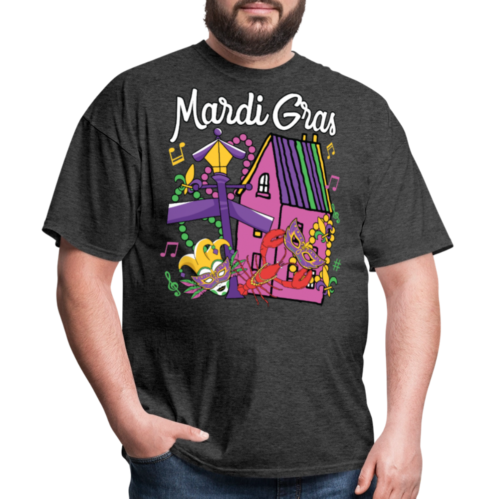 New Orleans Themed Festival Tee For Parades Mardi Gras T-shirt - heather black