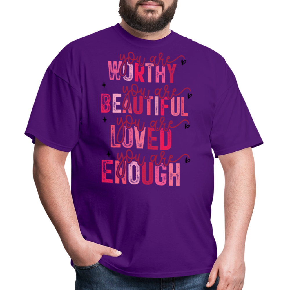 Self-Love Graphic Tee You Are Enough Motivational T-shirt - purple