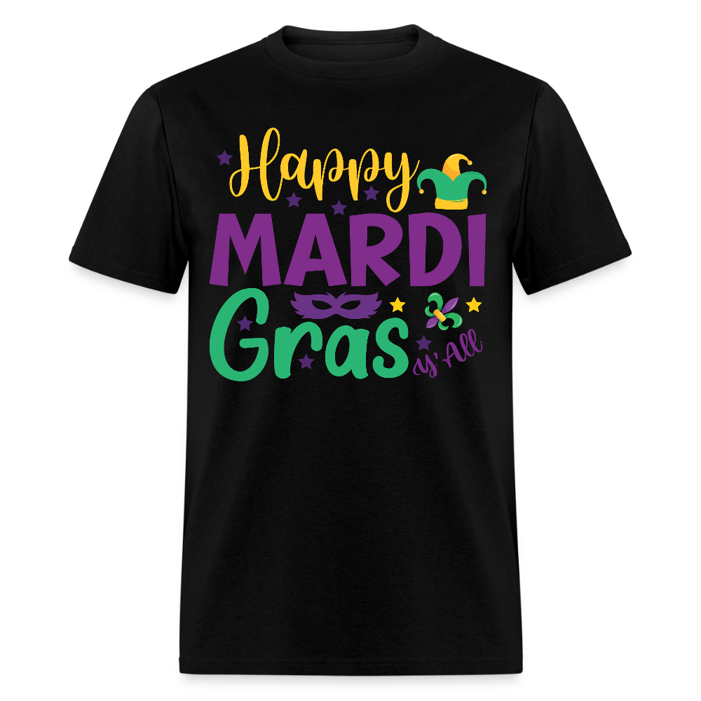 Cute Mardi Gras Shirt Happy Mardi Gras Y'all Classic T-shirt - black