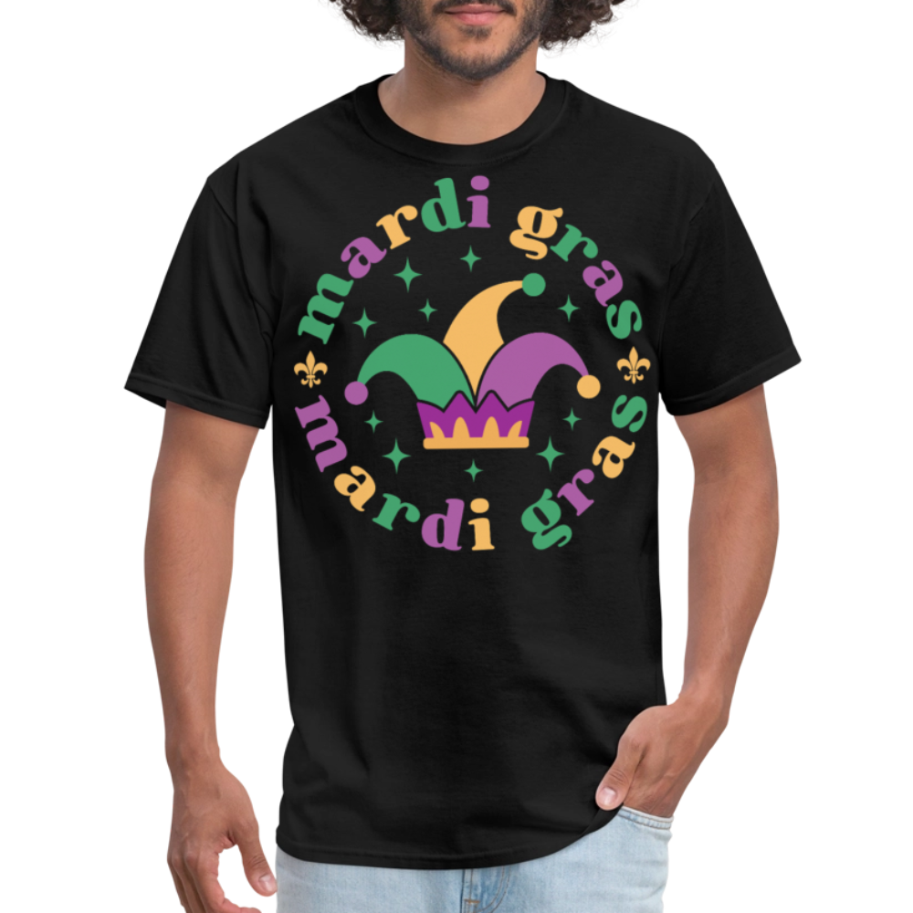 Funny Mardi Gras Jester Hat Unisex T-shirt - black