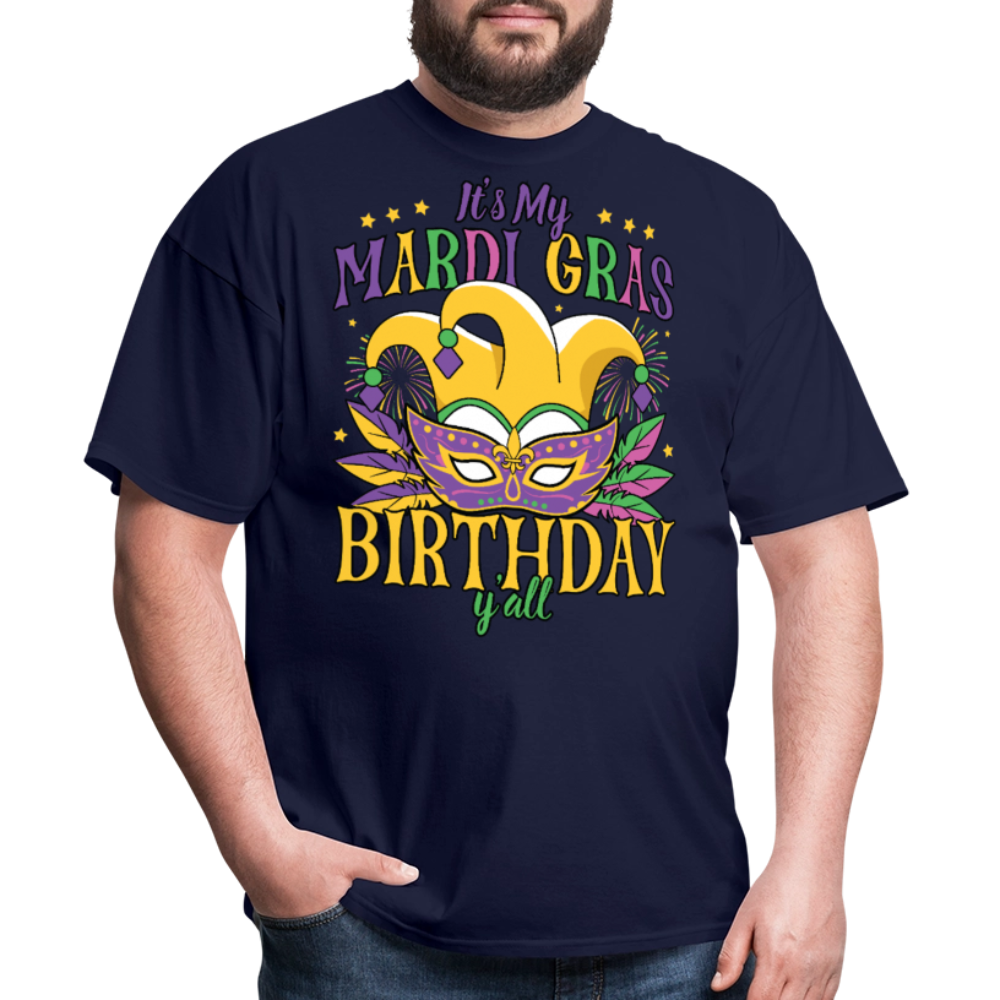 Funny Mardi Gras Birthday Party Outfit Mardi Gras Birthday Y'all T-shirt - navy