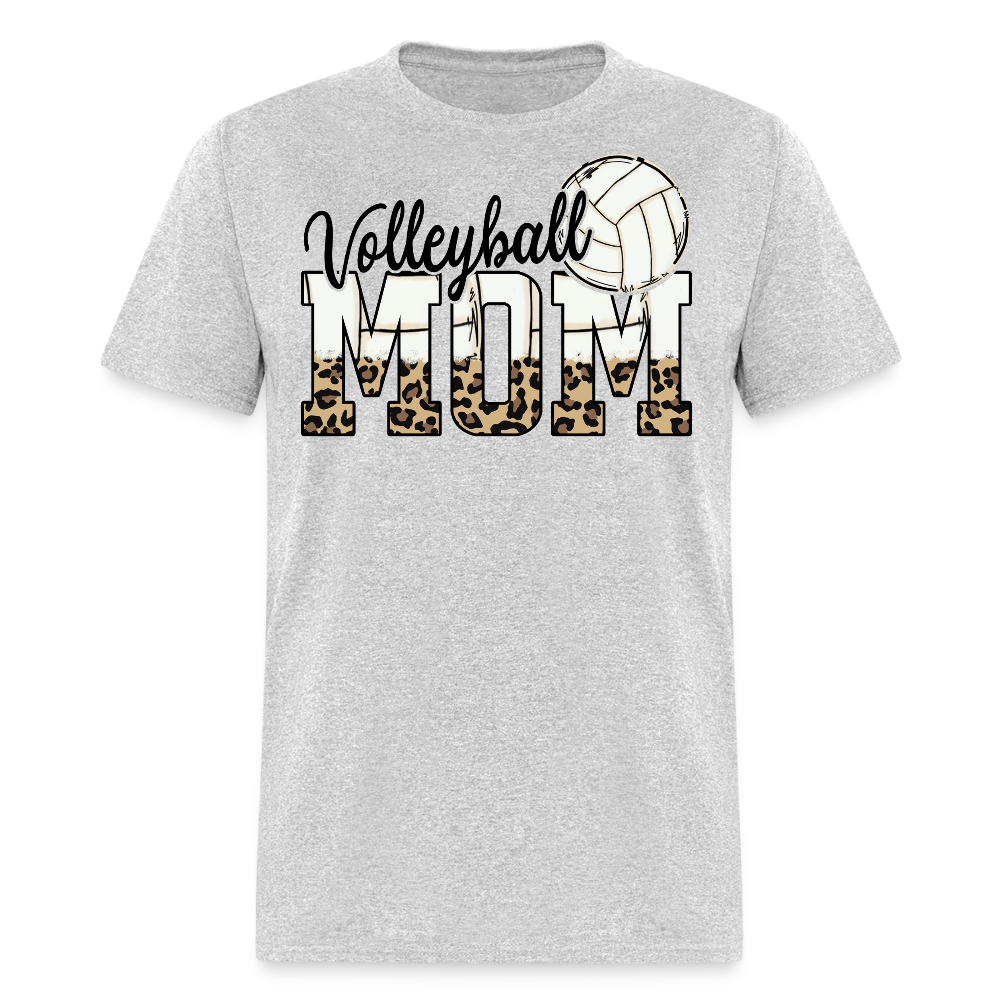 Leopard Print Volleyball Mom T-shirt - heather gray