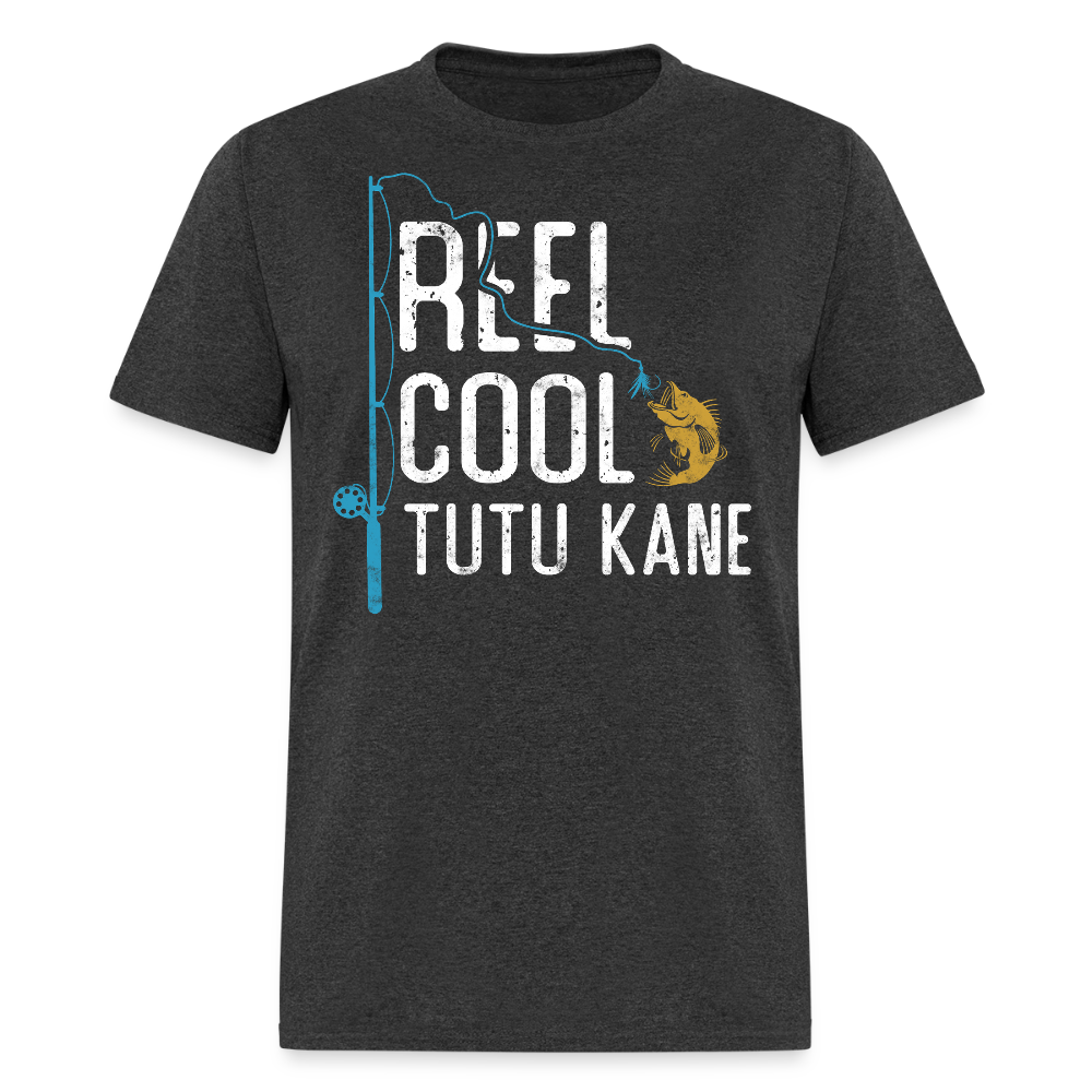 Reel Cool Tutu Kane Hawaiian Grandpa Fishing T-shirt - heather black