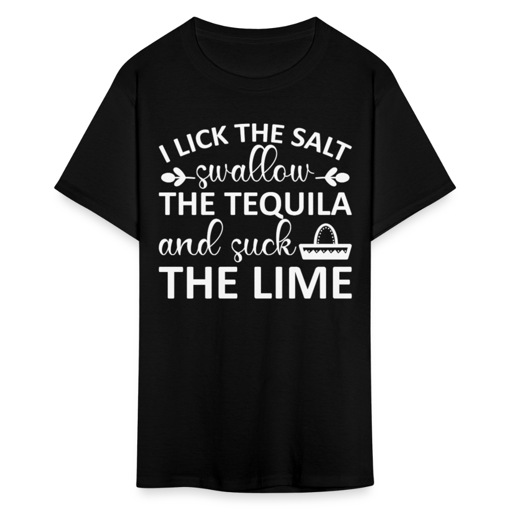 Swallow Tequila Suck Lime Funny Tee Salt Tequila Lime Drinking T-shirt - black