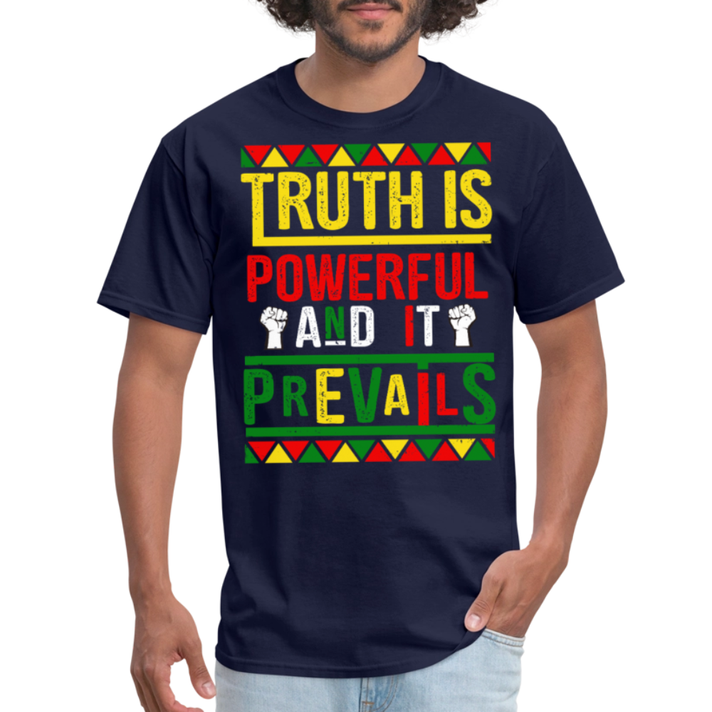 Motivational Truth Prevails Graphic Tee Powerful Truth Quotes T-shirt - navy