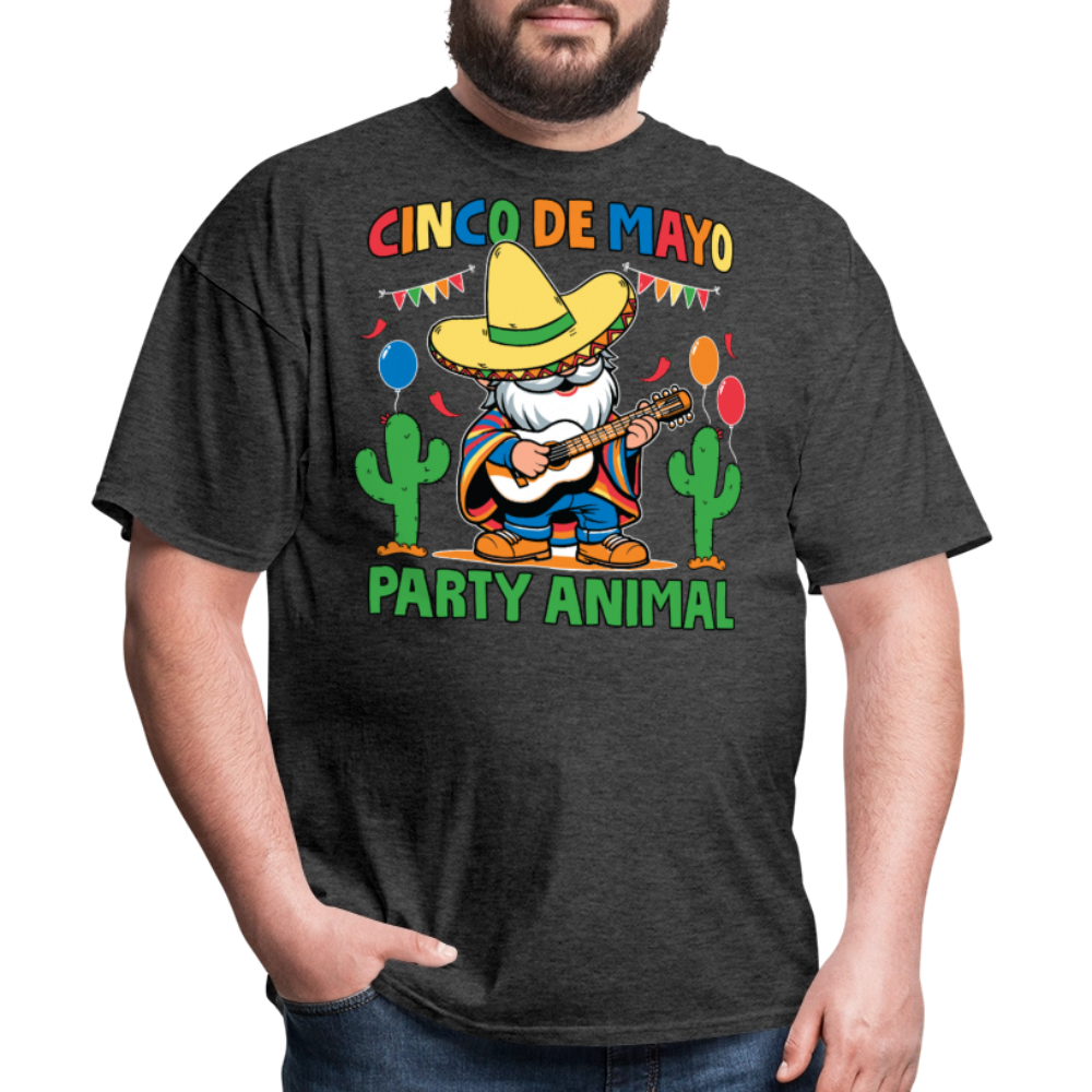 Cinco De Mayo Party Animal Funny Mexican Fiesta Gnome T-shirt - heather black