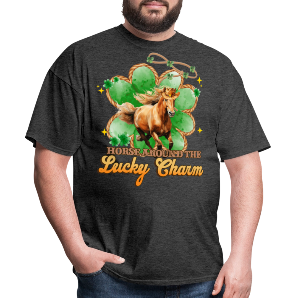 Lucky Charm St Patrick’s Day Horse Lover T-shirt - heather black