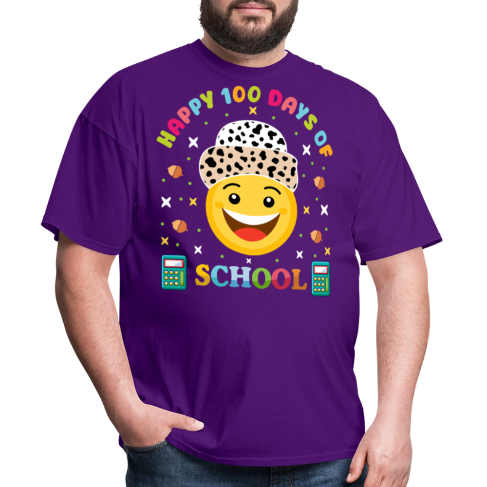 Happy 100 Days of School Teacher Tee 100 Days Smiley Face T-shirt - purple