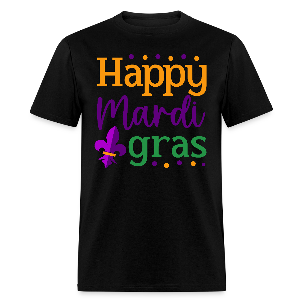 Colorful Mardi Gras Parade Tee Happy Mardi Gras T-shirt - black