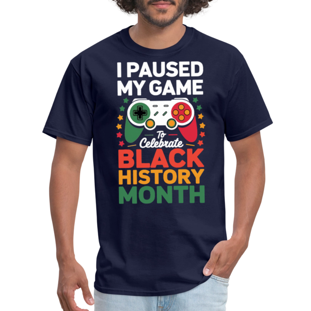 Retro Gamer Controller Tee Black History Month Gaming T-Shirt - navy