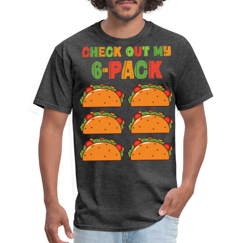 Taco Tuesday Lover Graphic Tee Check Out My 6-pack Taco T-shirt - heather black