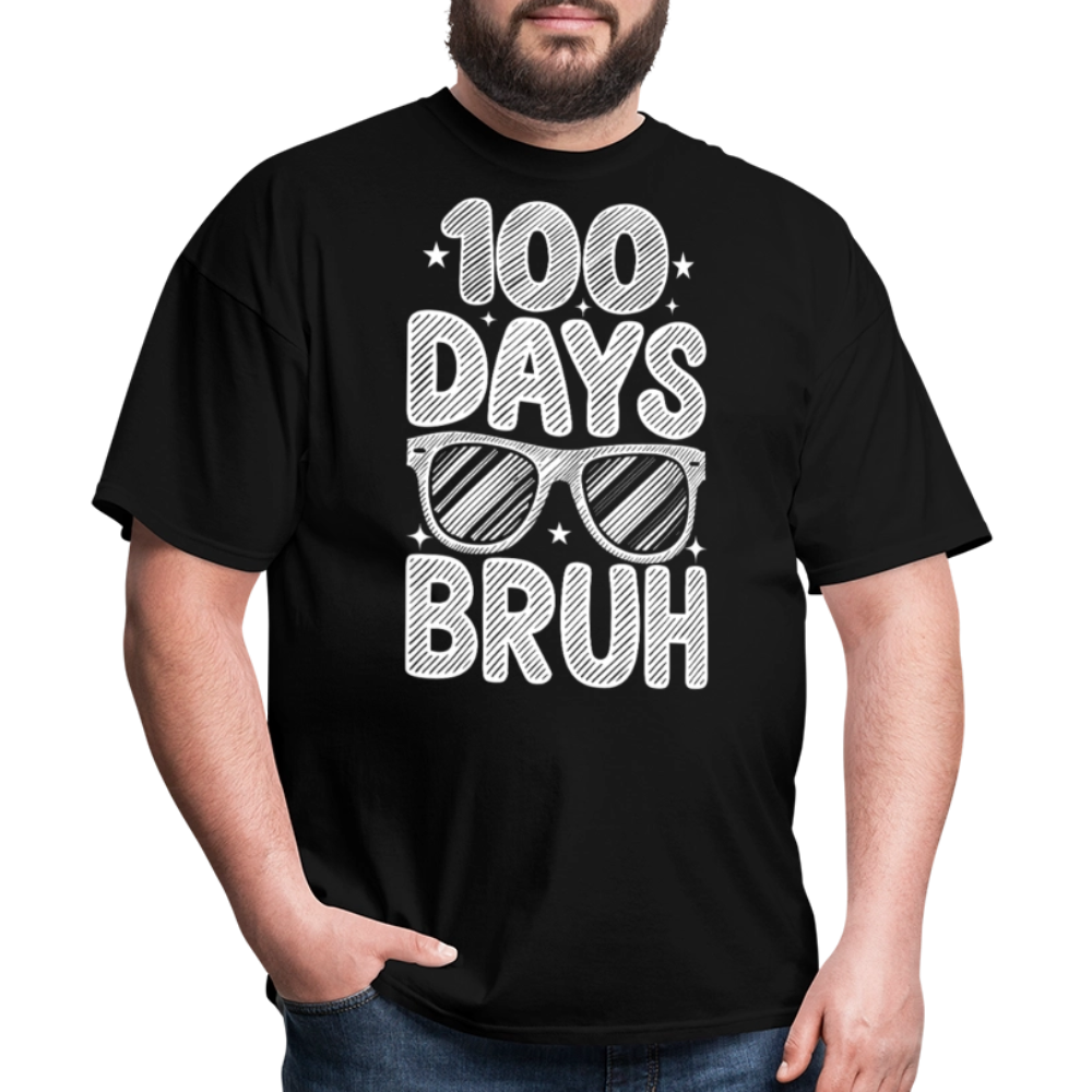 Funny 100 Days Of School Teacher Shirt 100 Days Bruh T-shirt - black
