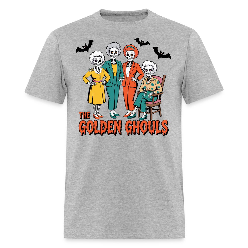Golden Ghouls Funny Skeleton TV Show T-Shirt - heather gray