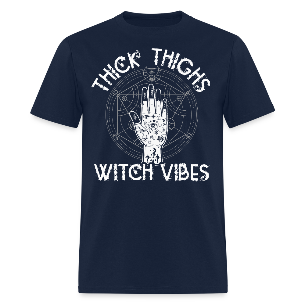 Thick Thighs Witch Vibes Halloween T-Shirt - navy