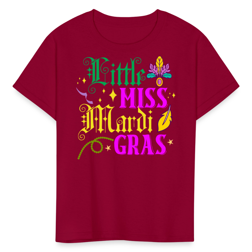 Little Miss Mardi Gras Toddler T-shirt - dark red