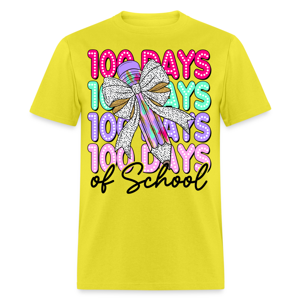 100 Days Of School Teacher Shirt Colorful Pencil Teacher Appreciation T-shirt - yellow