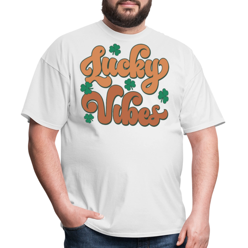 Trendy Irish Shamrock Lucky Vibes Graphic T-shirt - white