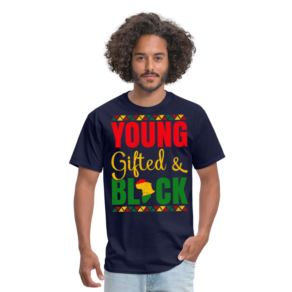 African Heritage Tee Young Gifted and Black T-Shirt - navy