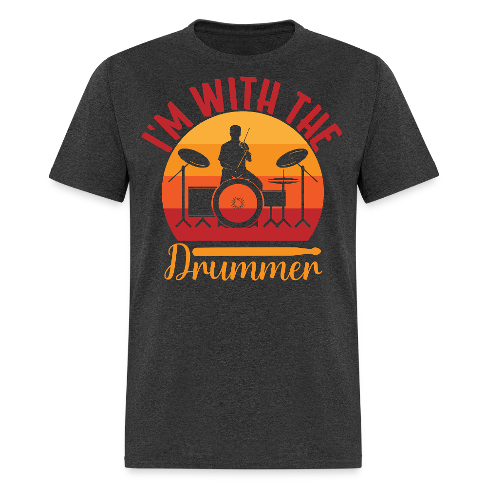 I’m With The Drummer Matching Band Couple T-shirt - heather black