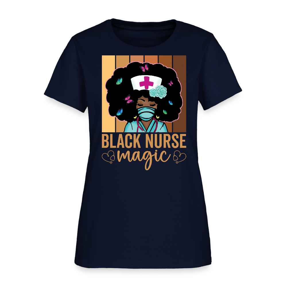 Black Nurse Magic Healthcare Worker Gift T-Shirt - navy