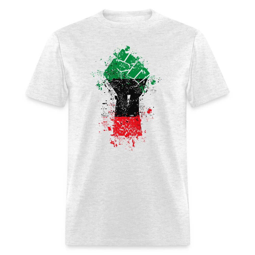 Red Black Green Flag African Pride Raised Fist T-Shirt - light heather gray