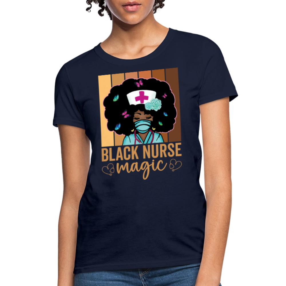 Black Nurse Magic Healthcare Worker Gift T-Shirt - navy