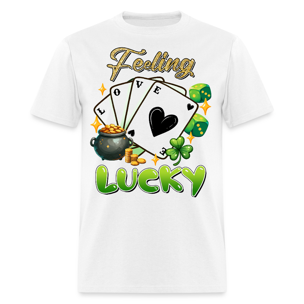 Feeling Lucky Graphic Tee Irish Luck Gambling T-shirt - white