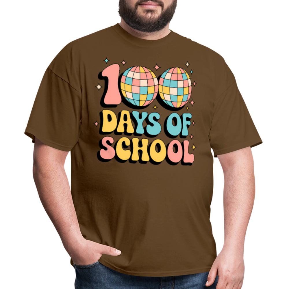 100 Days Of School Tee  For Teachers Funny Disco Theme T-shirt - brown