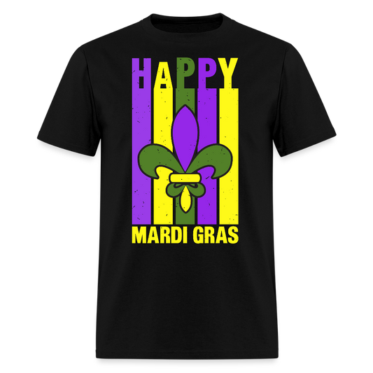 Happy Mardi Gras Graphic Tee Funny and Festive Mardi Gras T-Shirt - black