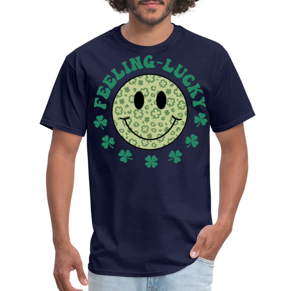 Feeling Lucky St Patrick’s Day Smiley Face T-shirt - navy