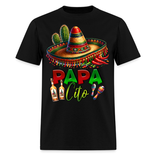 Papacito Sombrero Tequila Tee Mexican Dad Gift Funny T-shirt - black