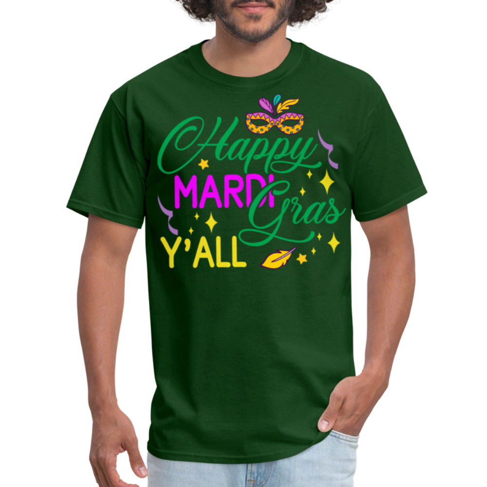 Louisiana Carnival Celebration Tee Happy Mardi Gras Y'all T-shirt - forest green