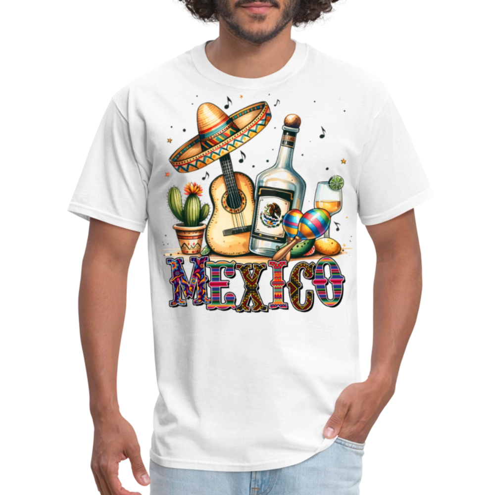 Vintage Mexican Tequila Graphic Tee Mariachi Music And Fiesta T-shirt - white